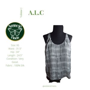 A.L.C.Silk Striped Green & Black Top XS